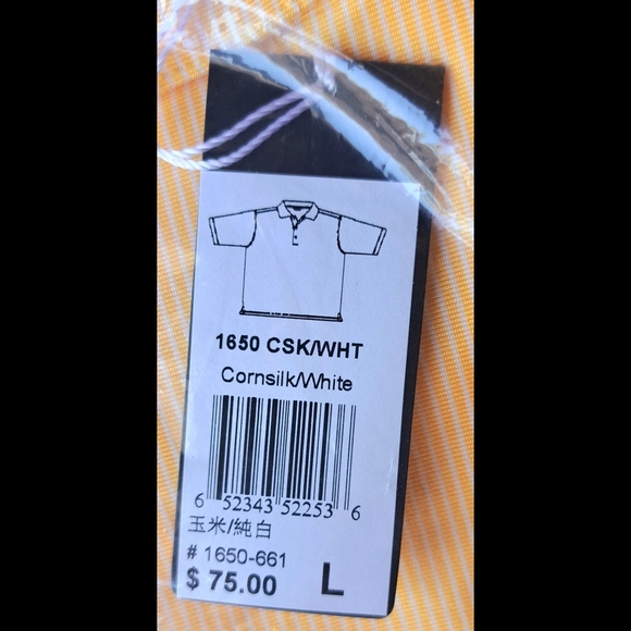 Men's Yellow & White Stripe Golf Shirt - Picture 3 of 3